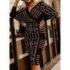 Geometric Striped Print  Suit Ladies Outfits