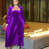 Two Piece Turn Down Collar Long Sleeve Cardigan Strapless Romper