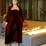 Two Piece Turn Down Collar Long Sleeve Cardigan Strapless Romper
