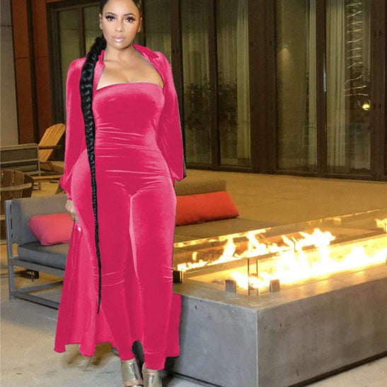 Two Piece Turn Down Collar Long Sleeve Cardigan Strapless Romper