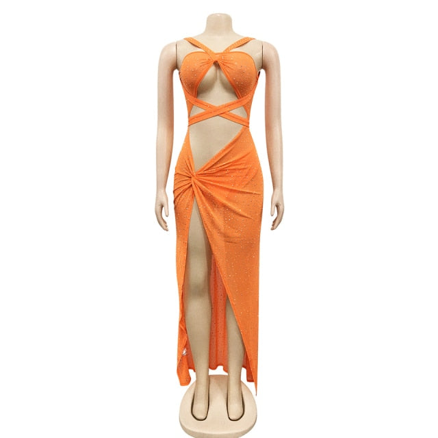 Cut-Out Crystal  Glam Sequins Dress