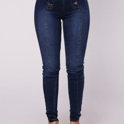 Skinny double-breasted High Waist Pencil Fit Stretch