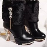 Winter Casual Platform  Heels Boots Pumps Warm Ankle boots Women