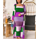 Solid Tube Dress With Longline Coat Two Piece Set Casual Daily Outfits