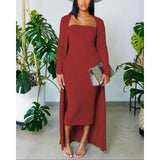 two piece set full sleeve robe and skinny long pants autumn office