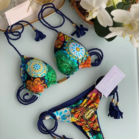 Blue Color  Two Piece Bikinis