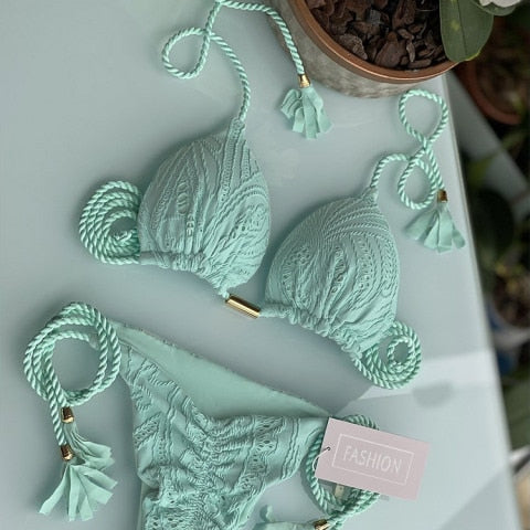 Blue Color  Two Piece Bikinis