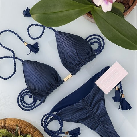 Blue Color  Two Piece Bikinis
