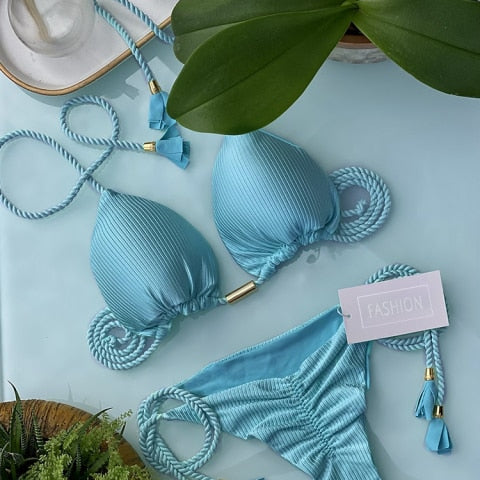 Blue Color  Two Piece Bikinis