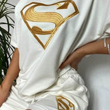 Two-piece Tops Sports And Leisure Elastic Shorts Sweater Suit Woman Clothing