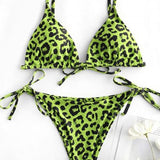 Snake Print Bikin Women Lace Up Thong Swimsuit Girl Bathing Suit Swim