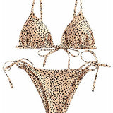 Snake Print Bikin Women Lace Up Thong Swimsuit Girl Bathing Suit Swim
