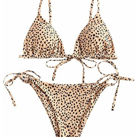 Snake Print Bikin Women Lace Up Thong Swimsuit Girl Bathing Suit Swim